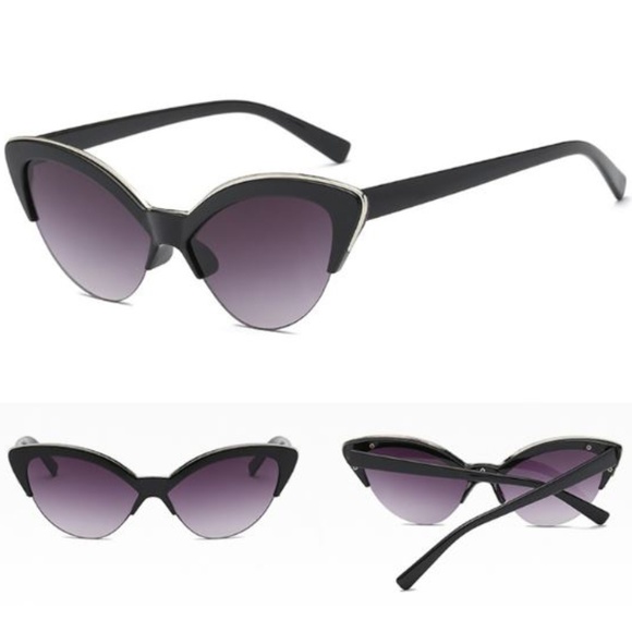 Accessories - Half Frame Cat Eye with Gold Accent Sunglasses